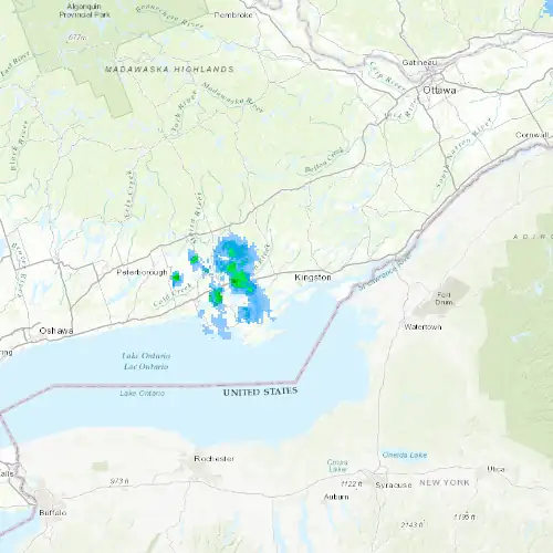 Radar near Greater Napanee at now — 1:00 am EDT, Sat Jul 11
