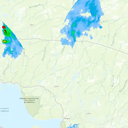 Radar near Hornepayne at now — 12:54 am EDT, Sat Jul 11