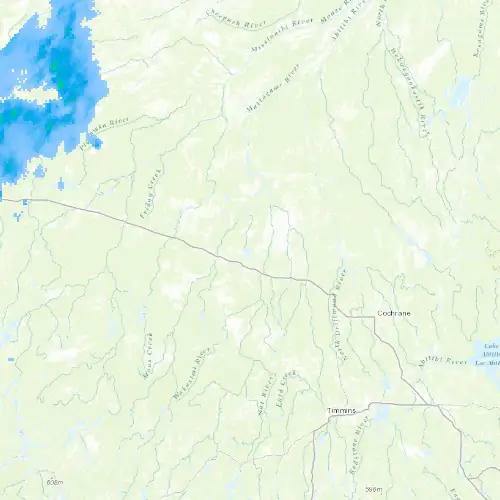 Radar near Kapuskasing at now — 12:48 am EDT, Sat Jul 11
