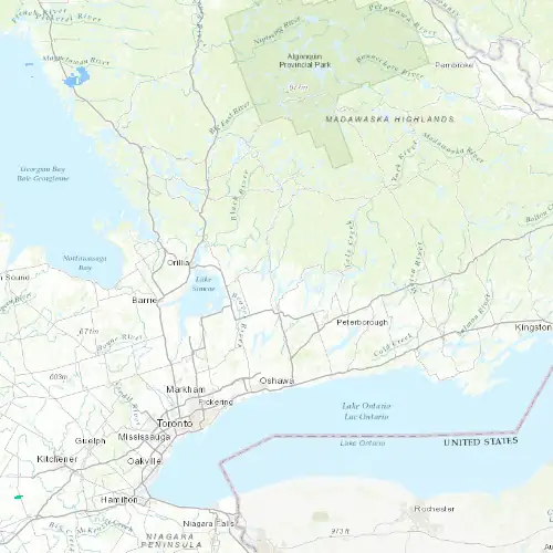 Radar near Kawartha Lakes (Fenelon Falls) at now — 11:06 pm EDT, Mon Sep 7