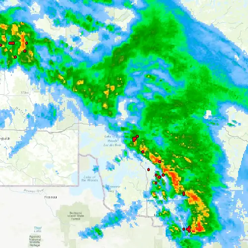 Radar near Kenora at now — 9:54 pm CDT, Mon Sep 7
