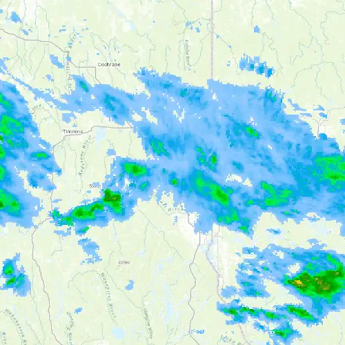 Radar near Kirkland Lake at now — 11:06 pm EDT, Mon Sep 7