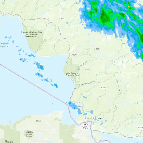Radar near Lake Superior (Provincial Park) at now — 11:06 pm EDT, Mon Sep 7