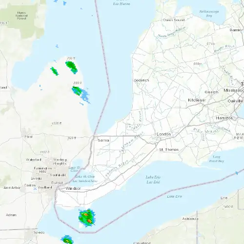 Radar near Lambton Shores at now — 2:12 am EDT, Sat Jul 11