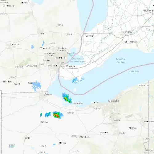 Radar near Leamington at now — 12:54 am EDT, Sat Jul 11