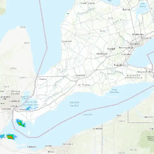 Radar near London at now — 12:54 am EDT, Sat Jul 11