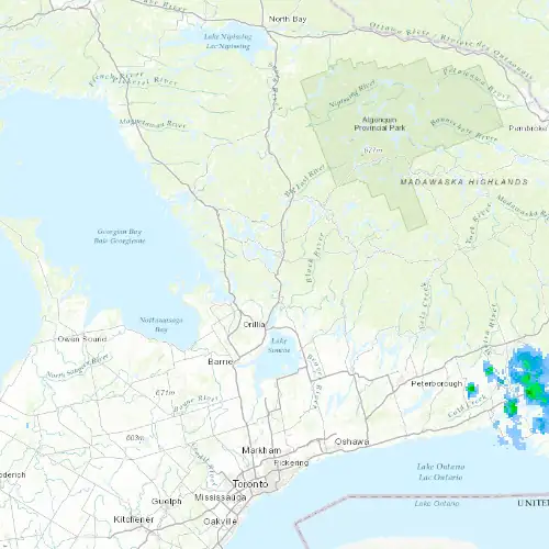 Radar near Muskoka at now — 1:00 am EDT, Sat Jul 11