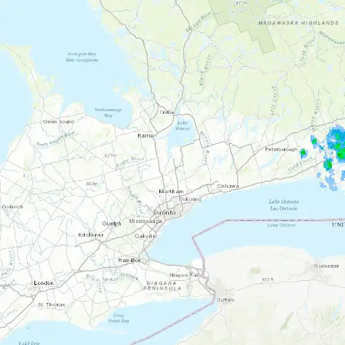 Radar near Newmarket at now — 1:00 am EDT, Sat Jul 11