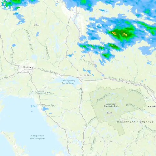 Radar near North Bay at now — 11:00 pm EDT, Mon Sep 7