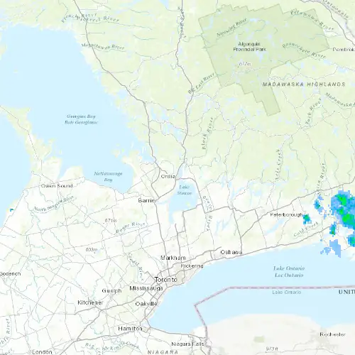 Radar near Orillia at now — 12:54 am EDT, Sat Jul 11