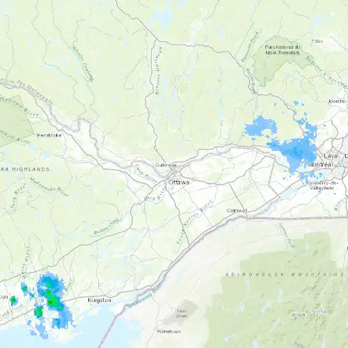 Radar near Ottawa (Kanata - Orléans) at now — 1:00 am EDT, Sat Jul 11