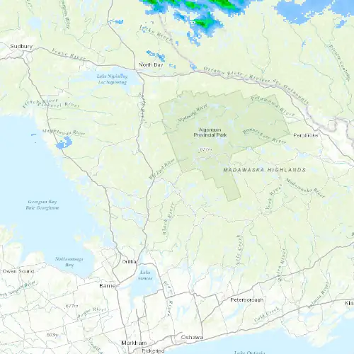 Radar near Oxtongue Lake at now — 11:06 pm EDT, Mon Sep 7