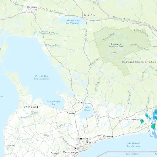Radar near Port Carling at now — 1:00 am EDT, Sat Jul 11