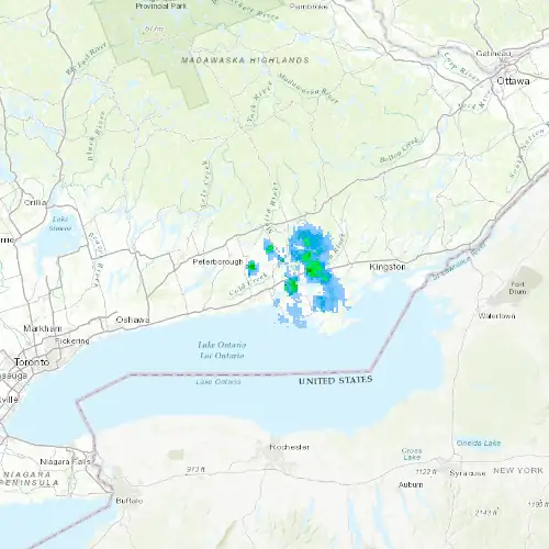 Radar near Quinte West at now — 1:00 am EDT, Sat Jul 11