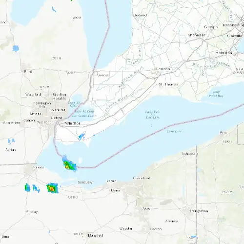 Radar near Rondeau (Provincial Park) at now — 1:00 am EDT, Sat Jul 11