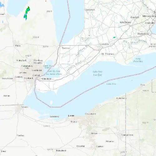 Radar near Rondeau (Provincial Park) at now — 11:06 pm EDT, Mon Sep 7