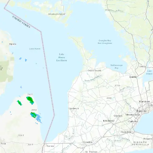 Radar near Saugeen Shores at now — 2:12 am EDT, Sat Jul 11
