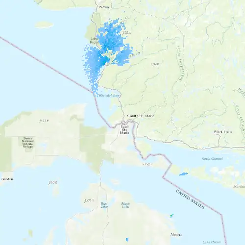 Radar near Sault Ste. Marie at now — 1:00 am EDT, Sat Jul 11