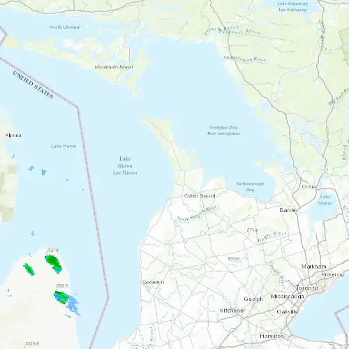 Radar near South Bruce Peninsula at now — 2:12 am EDT, Sat Jul 11