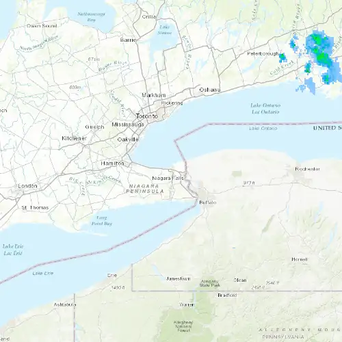 Radar near St. Catharines at now — 12:54 am EDT, Sat Jul 11
