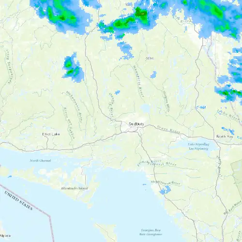 Radar near Sudbury (Greater) at now — 11:06 pm EDT, Mon Sep 7