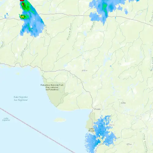 Radar near White River at now — 12:54 am EDT, Sat Jul 11
