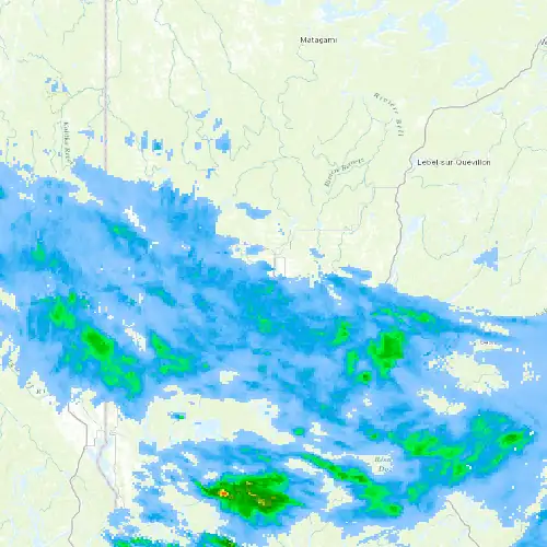 Radar near Amos at now — 10:48 pm EDT, Mon Sep 7
