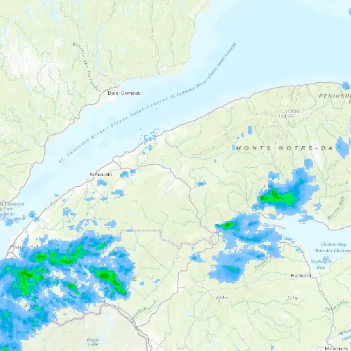 Radar near Amqui at now — 10:48 pm EDT, Mon Sep 7