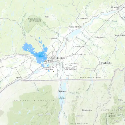 Radar near Chambly at now — 12:54 am EDT, Sat Jul 11