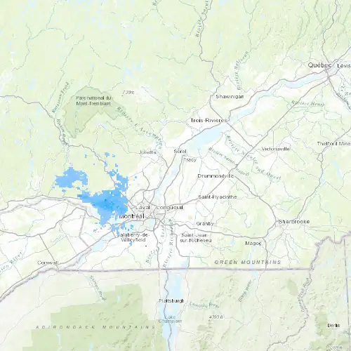 Radar near Contrecoeur at now — 1:00 am EDT, Sat Jul 11