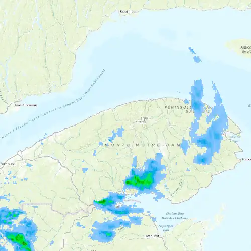Radar near Gaspésie (Parc national) at now — 10:54 pm EDT, Mon Sep 7
