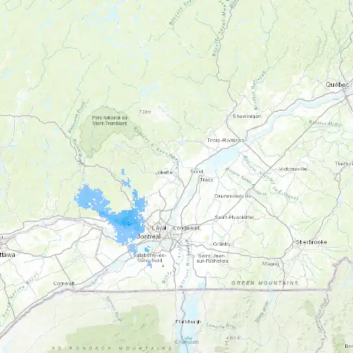 Radar near Joliette at now — 12:54 am EDT, Sat Jul 11