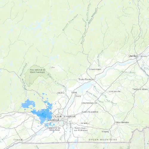 Radar near Lanaudière at now — 1:00 am EDT, Sat Jul 11