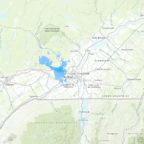 Radar near Laval at now — 12:48 am EDT, Sat Jul 11