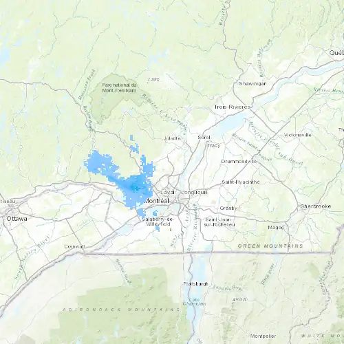 Radar near Mascouche at now — 12:54 am EDT, Sat Jul 11