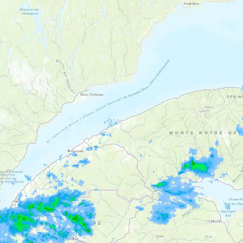 Radar near Matane at now — 10:42 pm EDT, Mon Sep 7