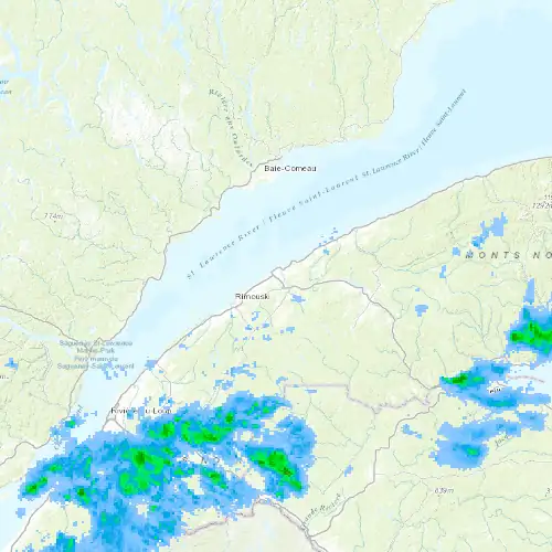 Radar near Mont-Joli at now — 10:54 pm EDT, Mon Sep 7