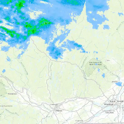 Radar near Mont-Laurier at now — 10:54 pm EDT, Mon Sep 7