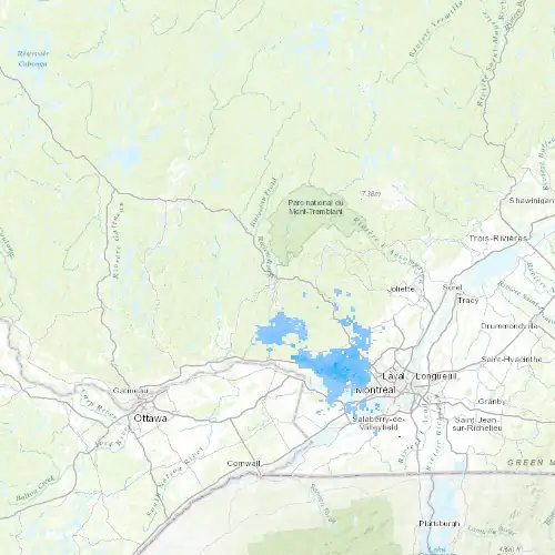 Radar near Mont-Tremblant at now — 1:00 am EDT, Sat Jul 11