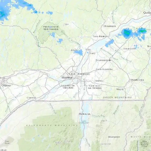 Radar near Montréal at now — 10:48 pm EDT, Mon Sep 7