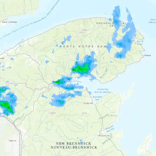 Radar near Pointe-à-la-Croix at now — 10:54 pm EDT, Mon Sep 7