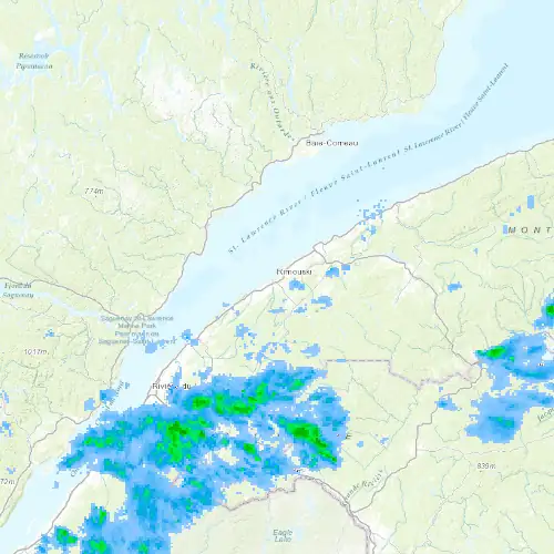 Radar near Rimouski at now — 10:48 pm EDT, Mon Sep 7