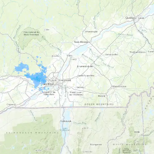 Radar near Saint-Hyacinthe at now — 1:00 am EDT, Sat Jul 11