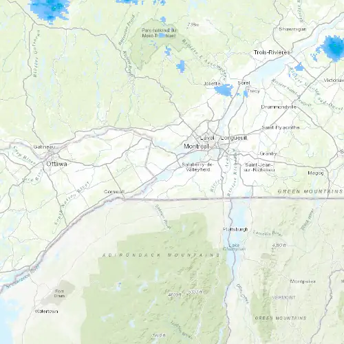 Radar near Salaberry-de-Valleyfield at now — 10:54 pm EDT, Mon Sep 7