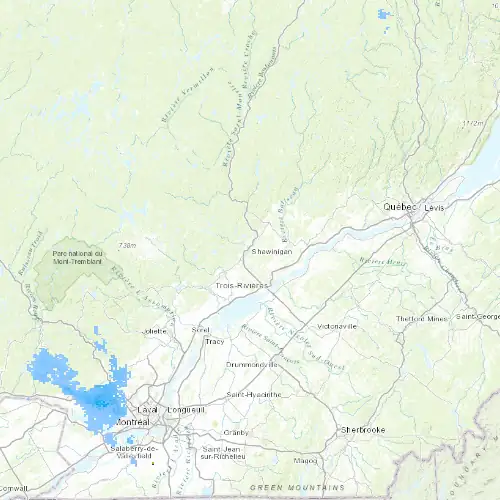 Radar near Shawinigan at now — 12:54 am EDT, Sat Jul 11