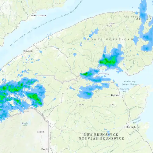 Radar near Vallée de la Matapédia at now — 10:54 pm EDT, Mon Sep 7