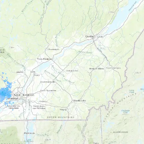 Radar near Victoriaville at now — 1:00 am EDT, Sat Jul 11
