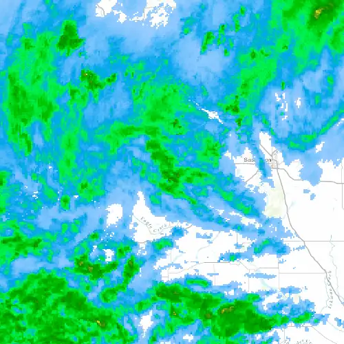 Radar near Biggar at now — 9:00 pm CST, Mon Sep 7