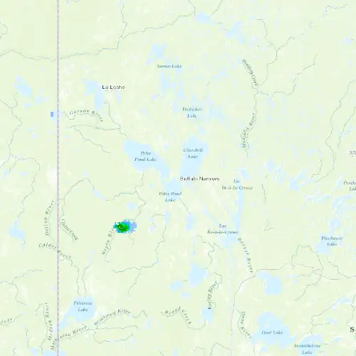 Radar near Buffalo Narrows at now — 10:54 pm CST, Fri Jul 10