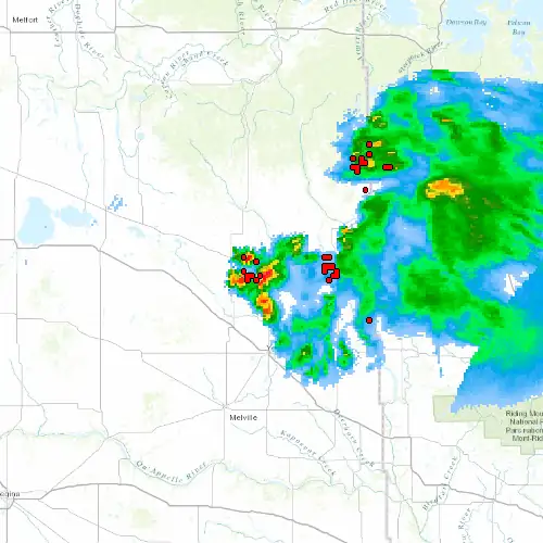 Radar near Canora at now — 12:00 am CST, Sat Jul 11